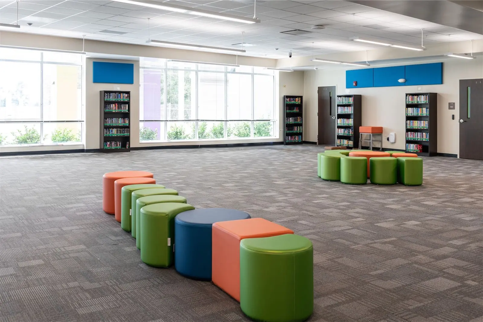 Media center carpet tile at Knights Point K-8 School