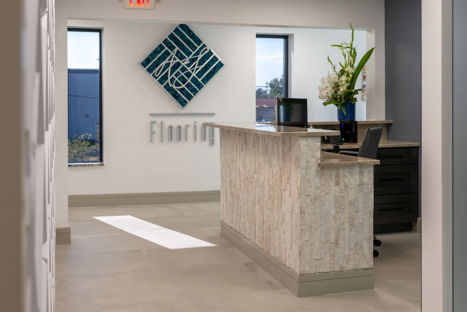 Reception at the AJ Flooring office in Ocoee